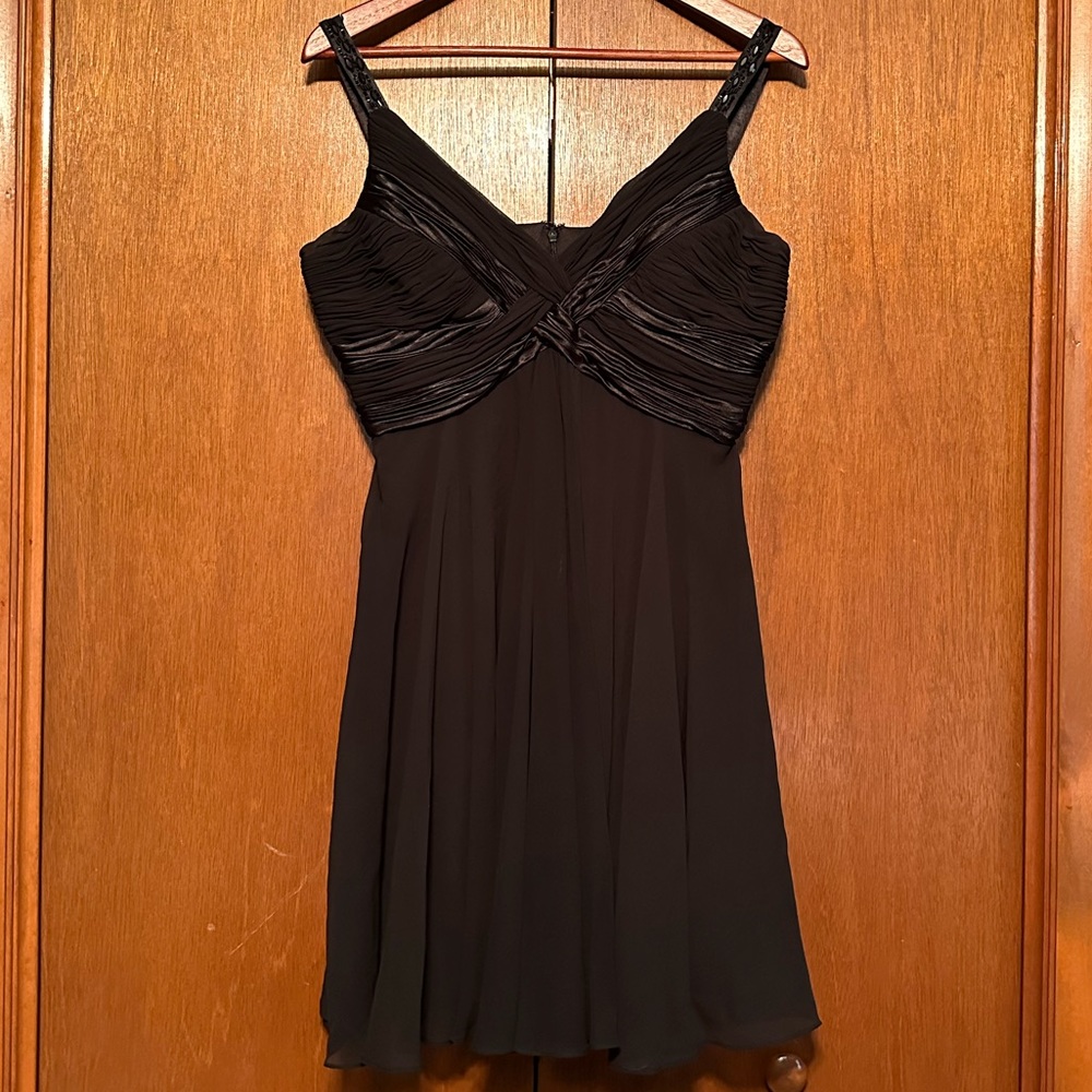 Black satin & chiffon cocktail dress